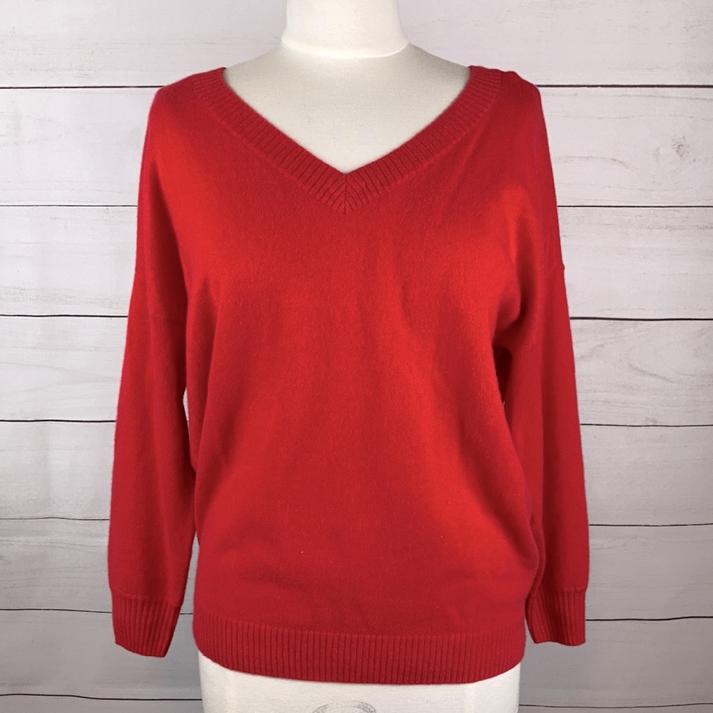 VS Oversize Cashmere V-Neck Sweater Red XS